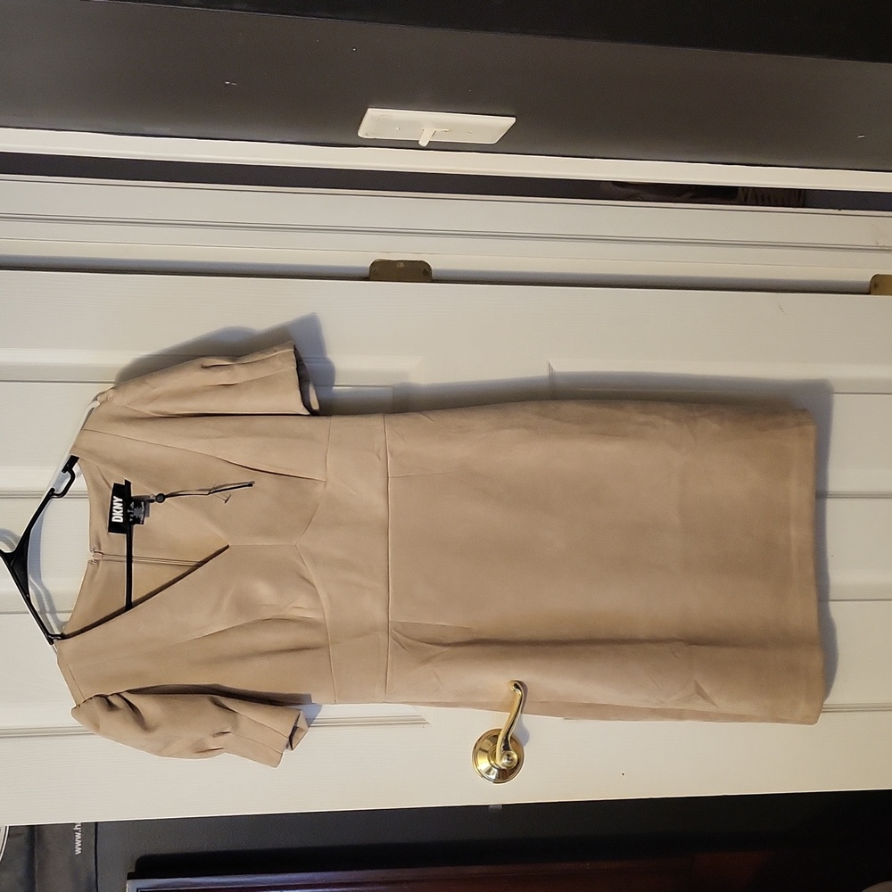 Faux tan suede DKNY dress. Size 8. Never worn